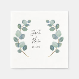 緑素朴のユーカリ結婚サマー。 スタンダードカクテルナプキン