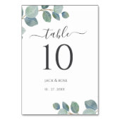 緑素朴のユーカリ結婚サマー。 テーブルナンバー (裏面)