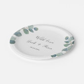 緑素朴のユーカリ結婚サマー。 ペーパープレート (アングル)