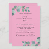 緑素朴のユーカリ結婚サマー。 招待状 (正面/裏面)