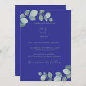 緑素朴のユーカリ結婚サマー。 招待状 (正面/裏面)