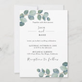 緑素朴のユーカリ結婚サマー。 招待状 (正面)