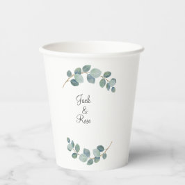 緑素朴のユーカリ結婚サマー。 紙コップ