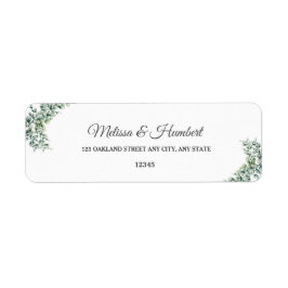 緑素朴のユーカリ葉差出人住所 ラベル