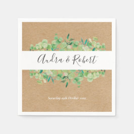 緑素朴のユーカリ・ガーランド結婚ズ スタンダードカクテルナプキン