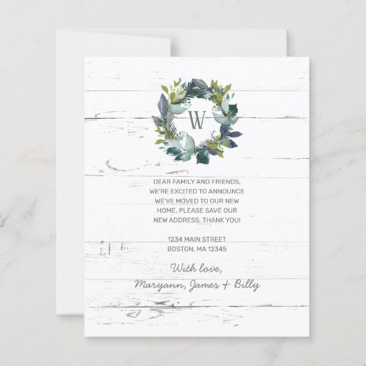 緑素朴のリースウッドバジェット移動カード (裏面)