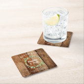 緑素朴のリースオンバーンウッドセーブ・ザ・デイト スクエアペーパーコースター (インサイチュ)