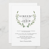 緑素朴のリース水の色の結婚式の招待 招待状 (正面/裏面)