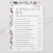 緑素朴の冬のブライダルシャワーゲーム (正面/裏面)