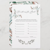 緑素朴の冬のブライダルシャワーゲーム (正面/裏面)