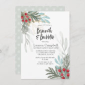 緑素朴の冬の水の色のブライダルシャワー 招待状 (正面/裏面)