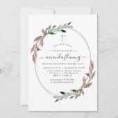 緑素朴の冬の洗礼または《キリスト教》洗礼式や命名式 招待状 (正面)