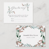 緑素朴の冬の赤ちゃんシャワーキャンディ推測 エンクロージャーカード (正面/裏面)