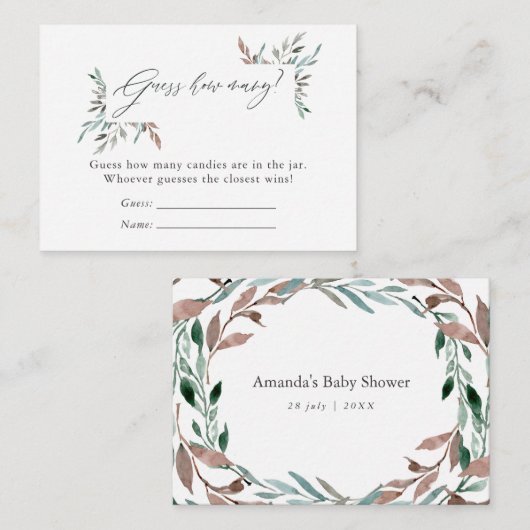 緑素朴の冬の赤ちゃんシャワーキャンディ推測 エンクロージャーカード (正面/裏面)