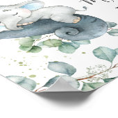 緑素朴の可愛い象の赤ちゃんシャワーへようこそ ポスター (角)