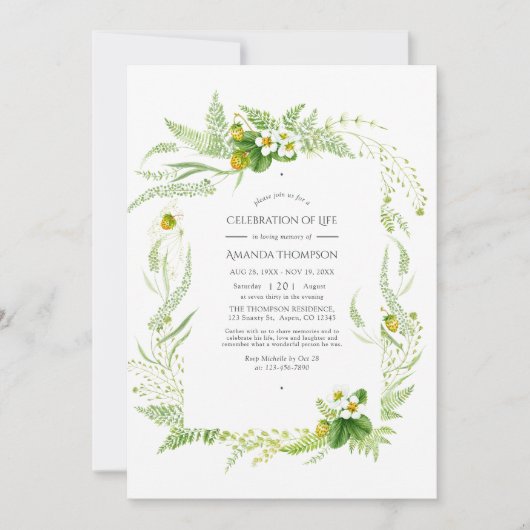 緑素朴の国のお祝い写真 招待状 (正面)