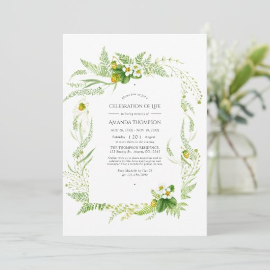 緑素朴の国のお祝い写真 招待状 (スタンド正面)