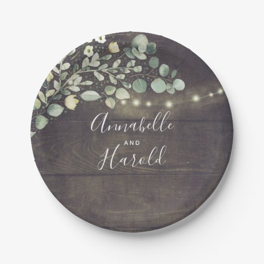 緑素朴の国のパーティー ペーパープレート (正面)