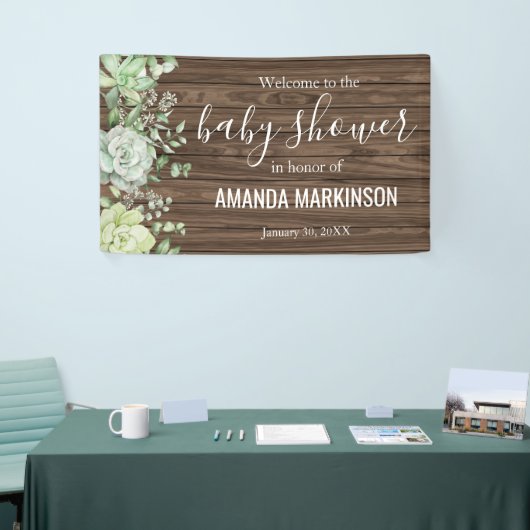 緑素朴の多肉性モダン赤ちゃんシャワー 横断幕 (トレードショー)