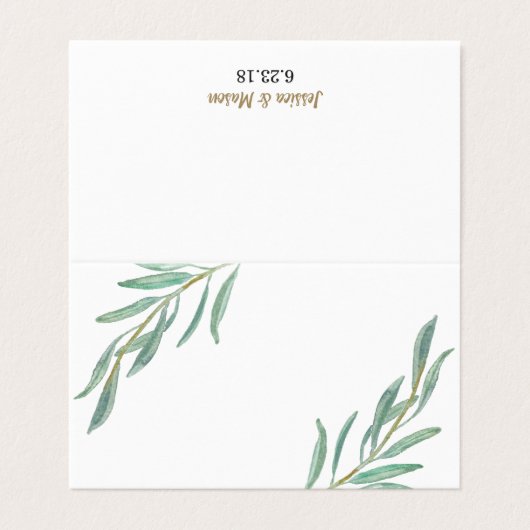 緑素朴の折り畳み座席表 名刺 (外部フラット)