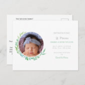 緑素朴の新生児写真誕生のお知らせ 案内ポストカード (正面/裏面)