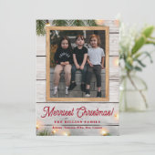 緑素朴の木とライトのクリスマスフォト シーズンカード (スタンド正面)