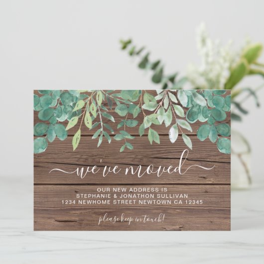 緑素朴の木材引っ越しました発表 案内状 (スタンド正面)