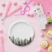 緑素朴の木 ペーパープレート (パーティー)