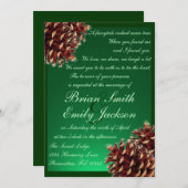 緑素朴の松の円錐のカスタム結婚招待状 招待状 (正面/裏面)