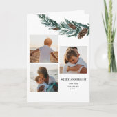 緑素朴の松の円錐枝の写真コラージュ シーズンカード (正面)
