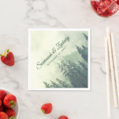 緑素朴の松の木の水の色結婚の スタンダードカクテルナプキン (インサイチュ)