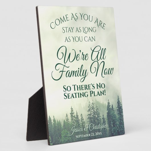 緑素朴の松結婚の座席計画の標識 フォトプラーク (側面)