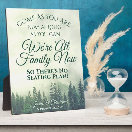 緑素朴の松結婚の座席計画の標識 フォトプラーク (側面)