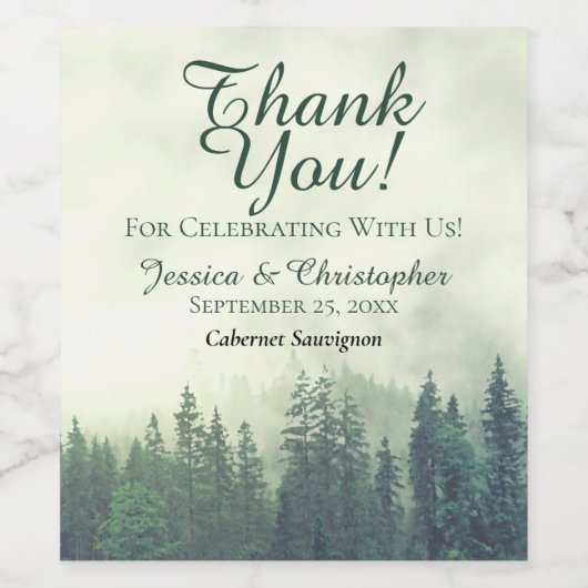 緑素朴の松結婚の木 ワインラベル (シングルラベル)