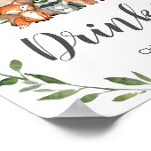 緑素朴の森の動物が飲む看板 ポスター (角)