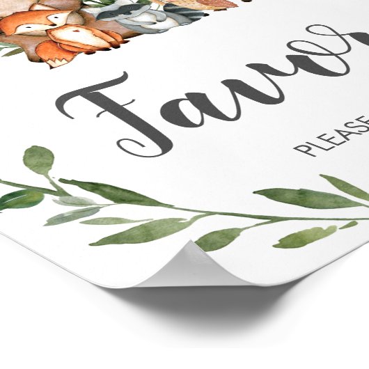 緑素朴の森の動物は看板を好む ポスター (角)