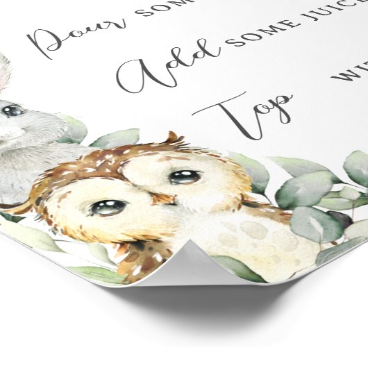 緑素朴の森の動物モモモモサバー標識 ポスター (角)