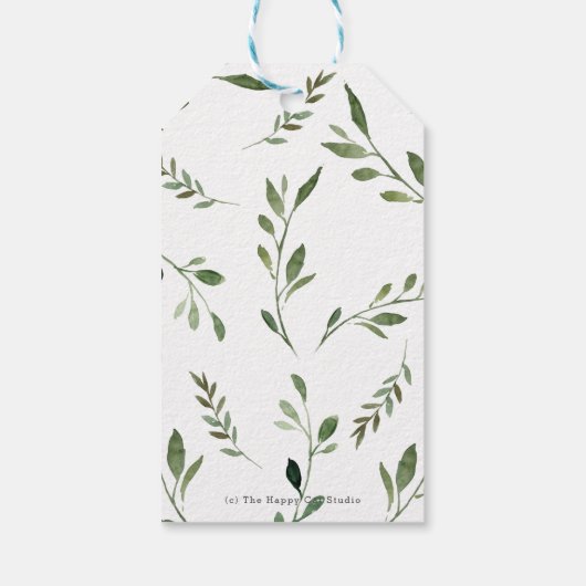 緑素朴の森の赤ちゃんシャワーありがとうFav ギフトタグ (裏面)