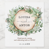 緑素朴の植物学庭園の結婚式の恩恵 ワインラベル (シングルラベル)