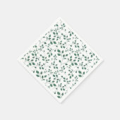 緑素朴の水彩の葉パターン スタンダードカクテルナプキン (角)