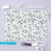 緑素朴の水彩の葉パターン 薄葉紙 (クラフト)