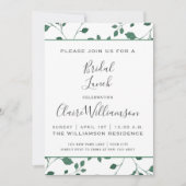 緑素朴の水色の葉 |ブライダルランチ 招待状 (正面)