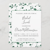 緑素朴の水色の葉 |ブライダルランチ 招待状 (正面/裏面)