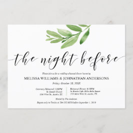 緑素朴の結婚リハーサルとディナー 招待状