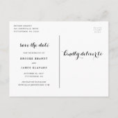 緑素朴の結婚式の日付のポストカードを保存 案内ポストカード (裏面)