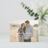 緑素朴の結婚式の日付のポストカードを保存 案内ポストカード (スタンド正面)