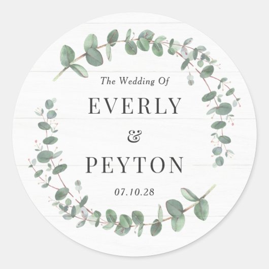 緑素朴の結婚式用シールまたは封筒用シール ラウンドシール (正面)