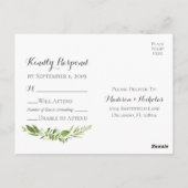 緑素朴の結婚式RSVPはがき ポストカード (裏面)