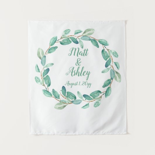 緑素朴の結婚背景写真ブースプロップ タペストリー (正面)