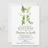 緑素朴の緑の十字騎士の洗礼 招待状 (正面)